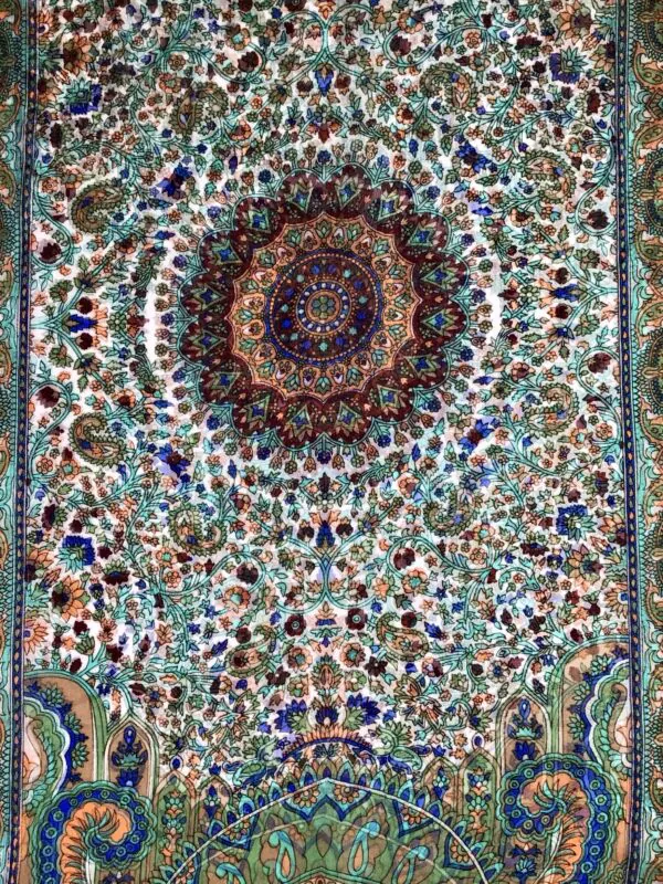 Kashmir / Light Silk Paisley Scarf / Maroon & Green (LP7)