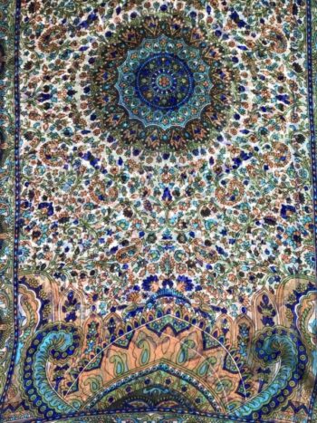 Kashmir / Light Silk Paisley Scarf / Gray & Gold (LP5)