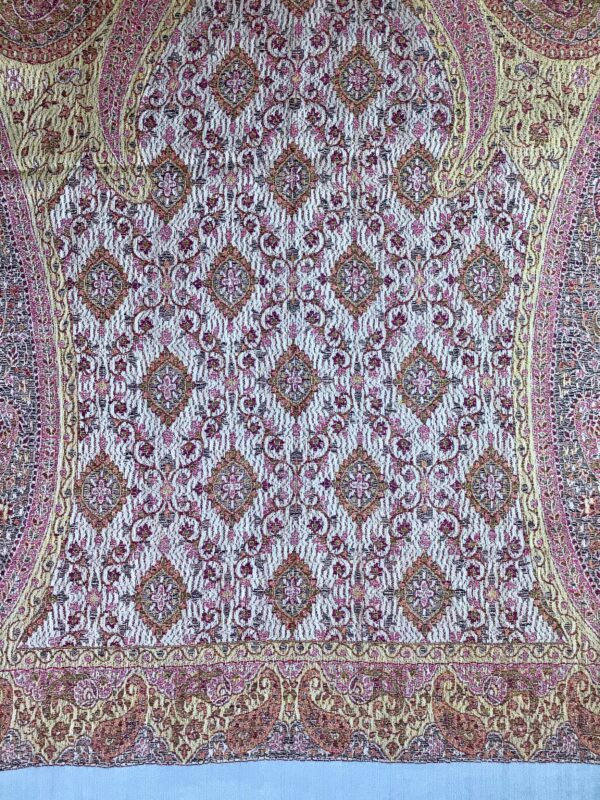 Kashmir / Cashmere Paisley Shawl or Scarf / Coral & Gray