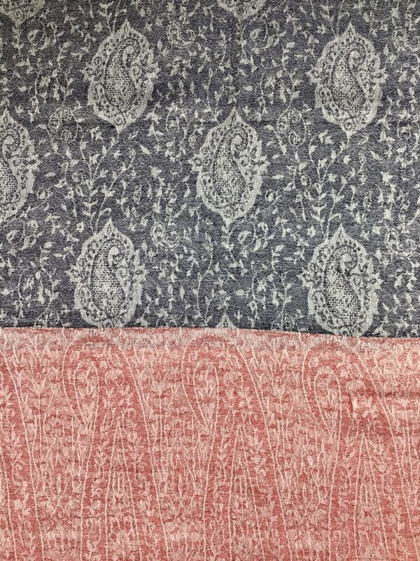 Kashmir / Cashmere Paisley Shawl or Scarf / Pink Gray