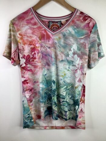 Johnny Was / Rayon Blend / Janie Favorite Short Sleeve V-Neck Tee / Thousand Petals