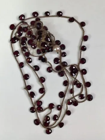 Debbie Harper / Hand Crochet Necklace / Rhodolite Garnets