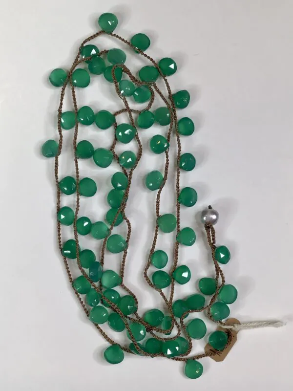 Debbie Harper / Hand Crochet Necklace / Green Onyx
