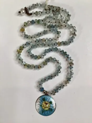 Debbie Harper / Hand Knot Necklace / Multi Colored Aqua