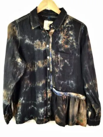 Galadriel Mattei / Linen Shirt  / Flounce Black & Gold