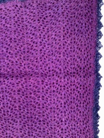 Karen Allen Cashmere / Lace Shawl / Purple w Navy Trim