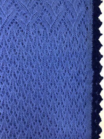 Karen Allen Cashmere / Lace Shawl / Blue w Navy Trim