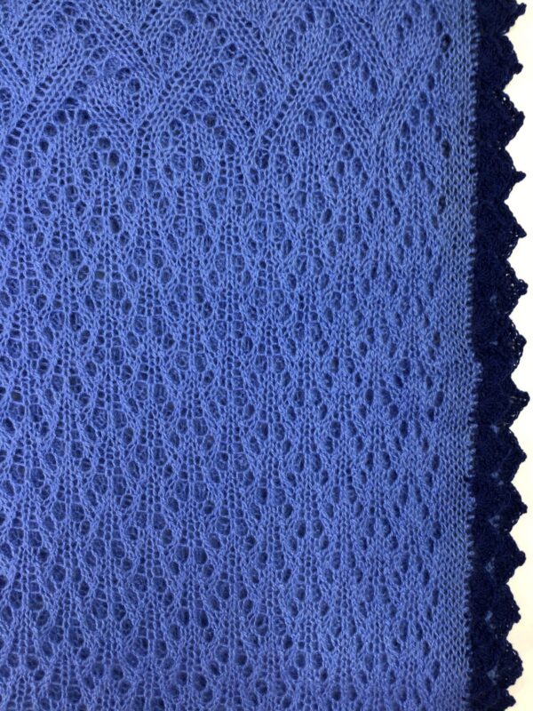 Karen Allen Cashmere / Lace Shawl / Blue w Navy Trim