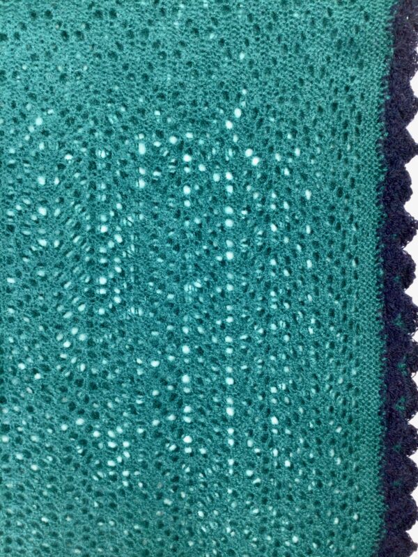 Karen Allen Cashmere / Lace Shawl / Hunter Green w Navy Trim