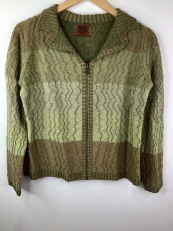 Karen Allen Cashmere / Sara Zip Cardigan / Light Green Multi (M)