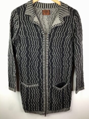Karen Allen Cashmere / Sara Zip Sweater Long / Black & White (XS)