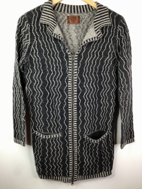 Karen Allen Cashmere / Sara Zip Sweater Long / Black & White (XS)
